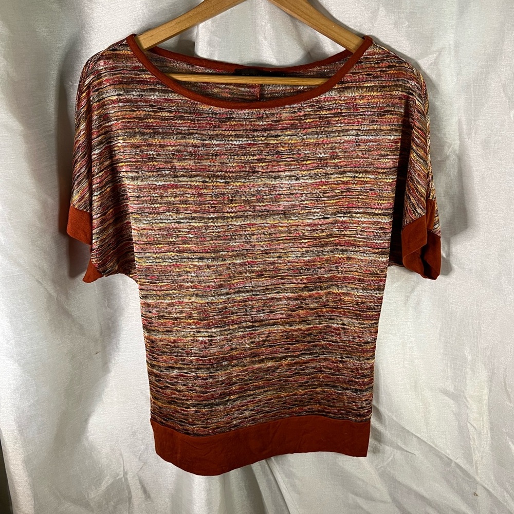 The Limited Brown Pink Short Sleeve Blouse Top Shirt